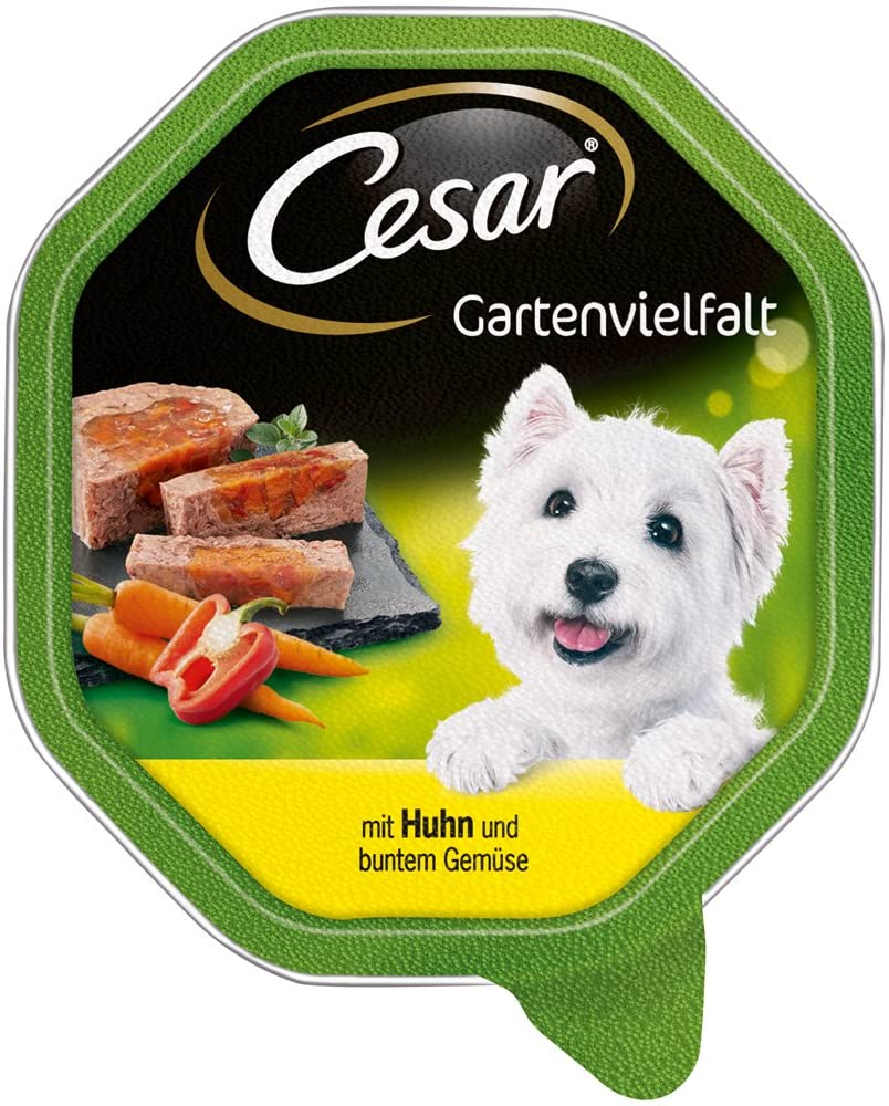  César - Alimentos húmedos para Perros, Variedad de jardín, Carne de res y verduras, 7 paquetes, (7 x 2 tazones x 150 g) 