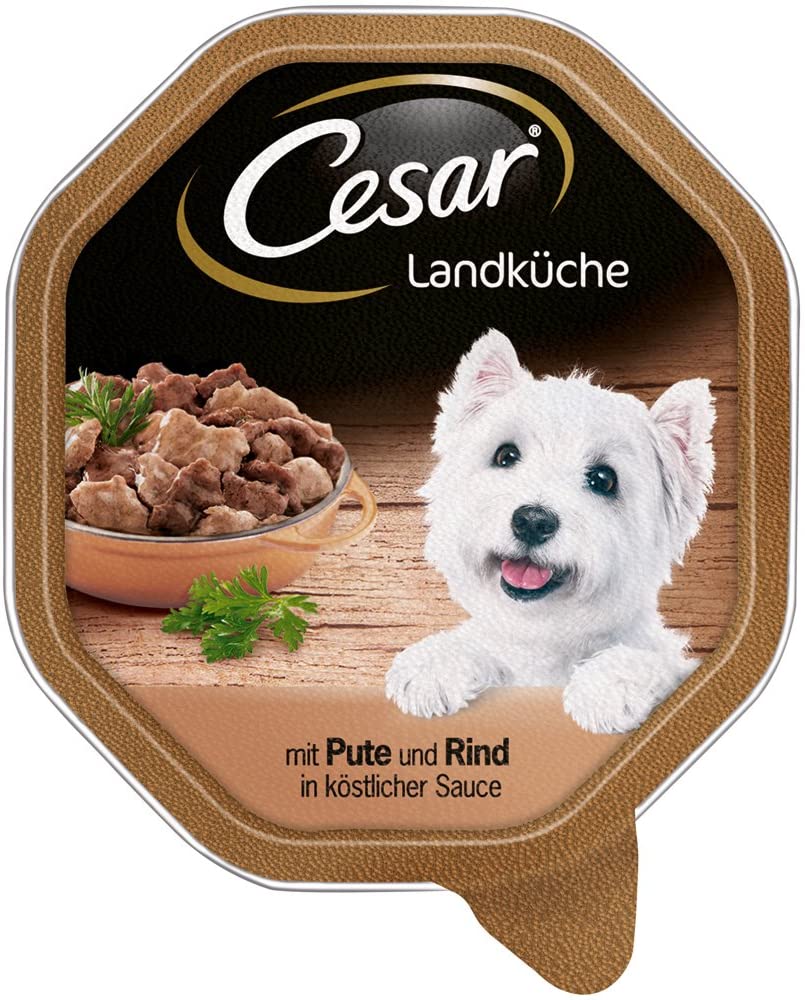  Cesar Comida para Perros, pienso húmedo de Pavo y Ternera a la Manera Tradicional, Pack de 7 Unidades (Cada Unidad con 2 tarrinas de 150 g) 