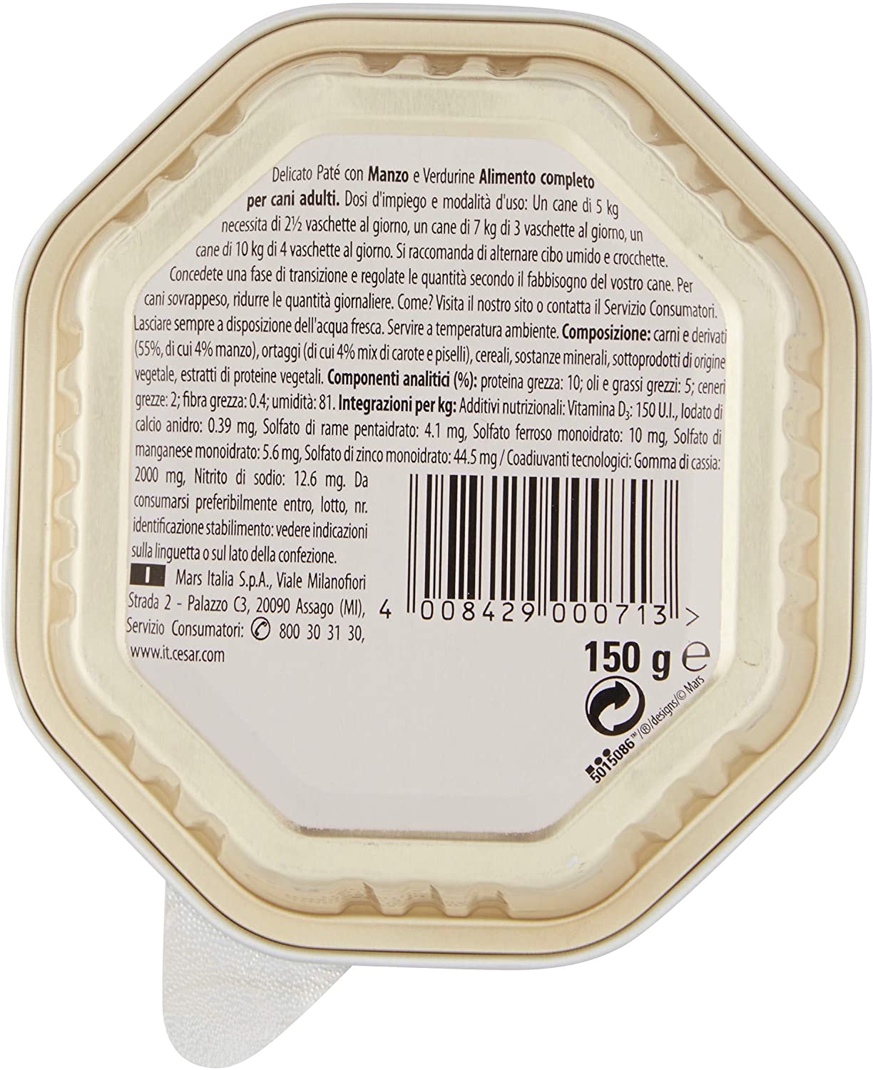  CESAR O selecciones del huerto delicado ybr125 con ternera y verdurine – Paquete de 14 unidades 