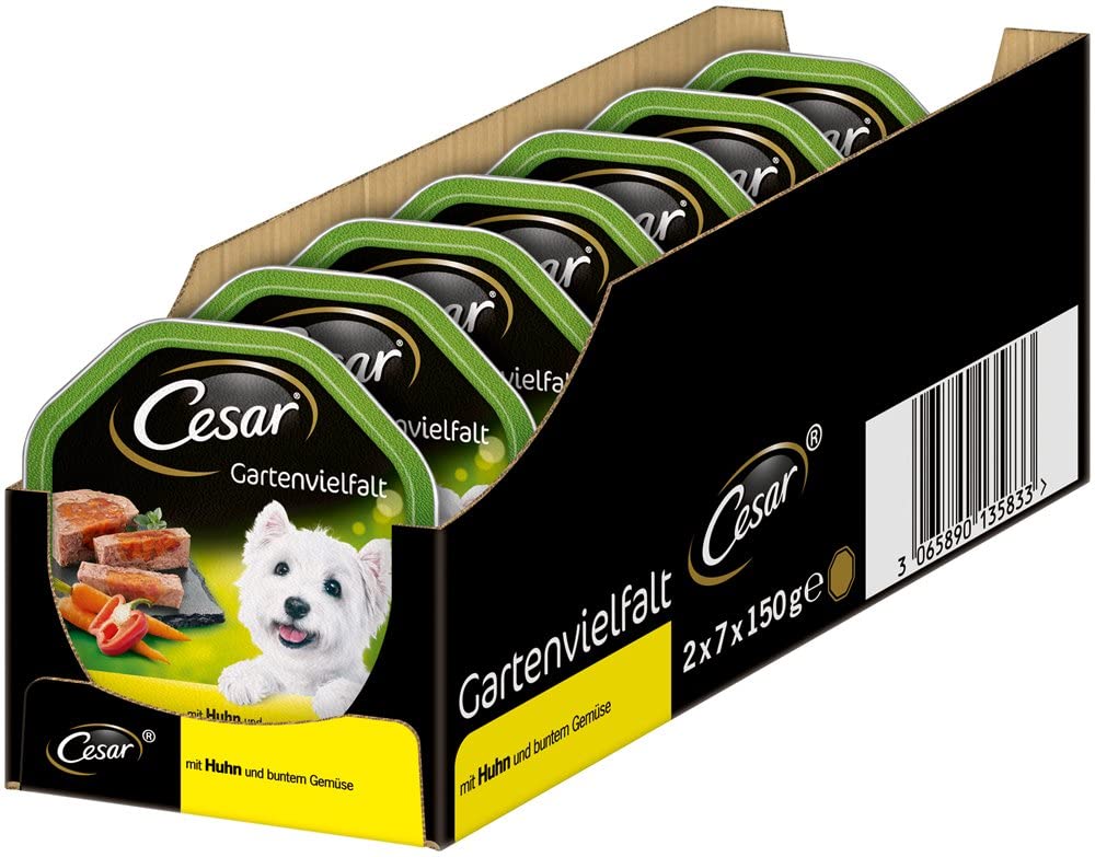  Cesar Perros Forro húmedo Forro Jardín Diversidad, 2 x 7 x 150 g 