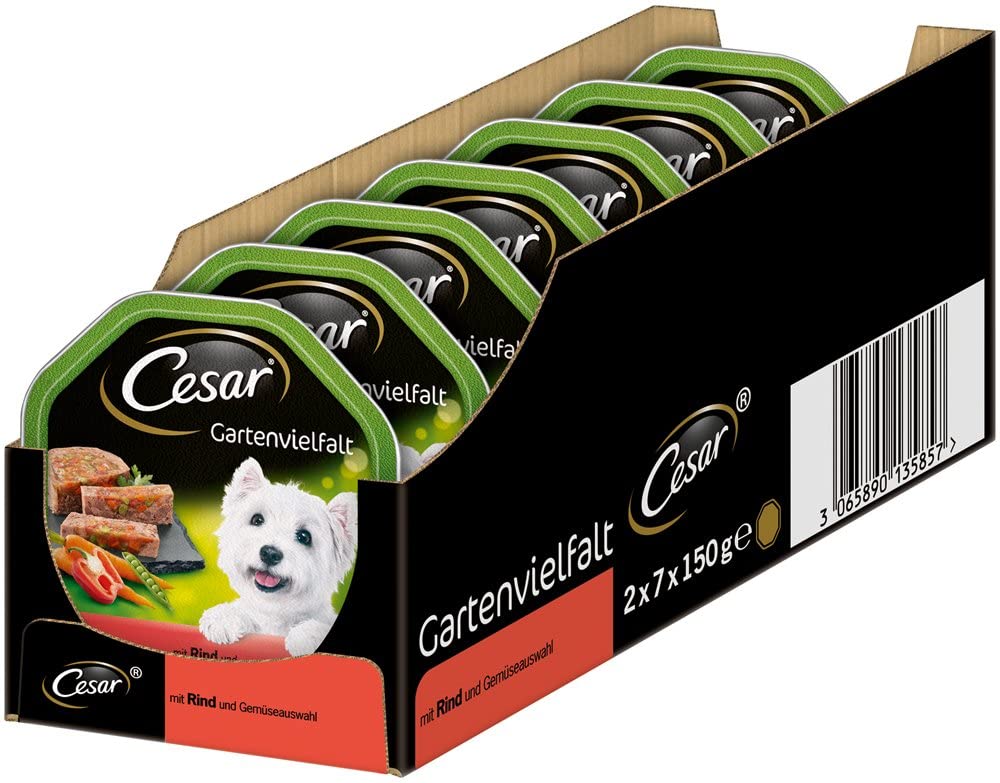  Cesar Perros Forro húmedo Forro Jardín Diversidad, 2 x 7 x 150 g 