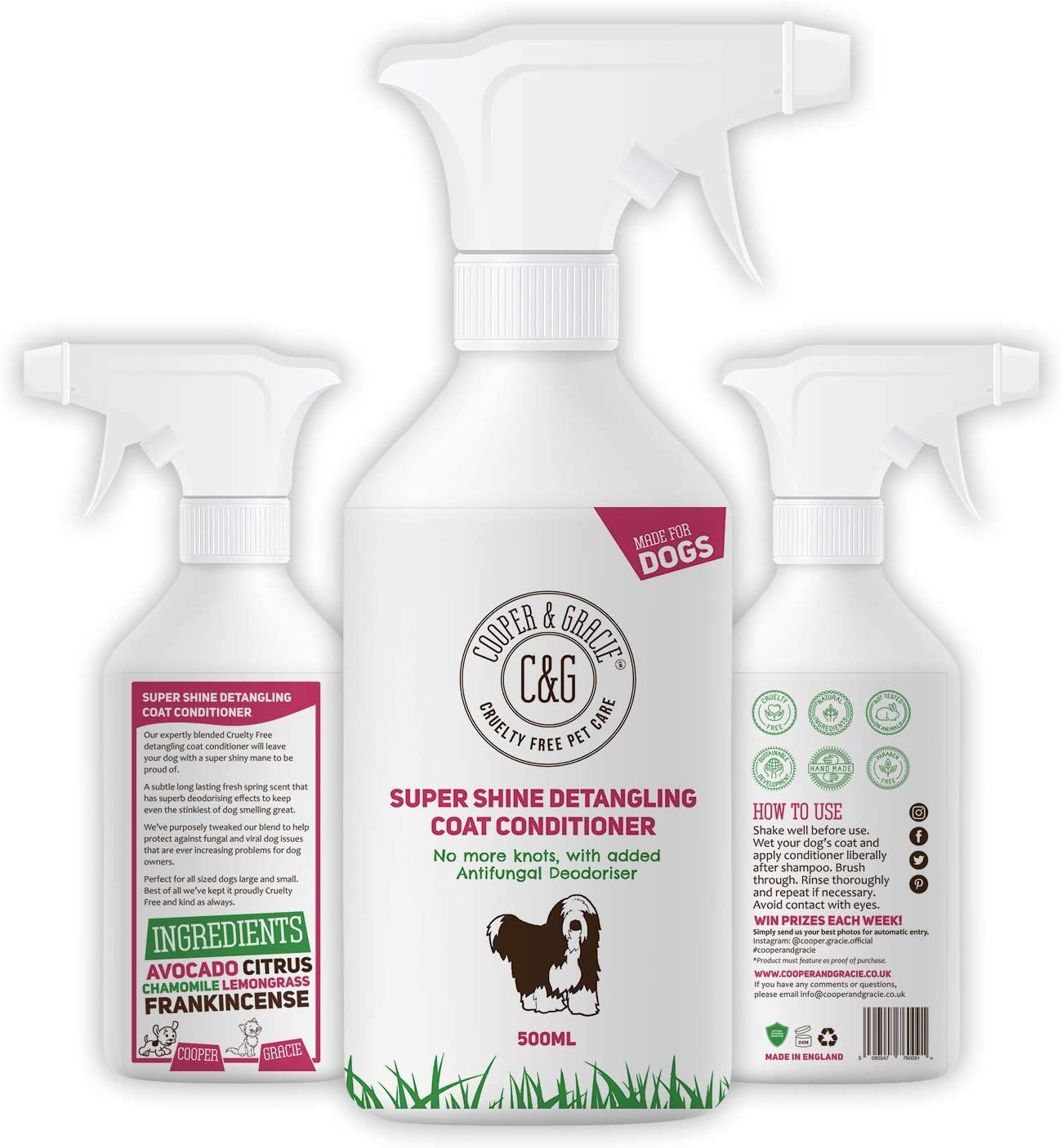  C&G Spray para Perros Detangler | Cruelty Free Leave In Conditioner Spray For De Matting Dogs | Leaves Fur Tangle Free | Fórmula de Aseo Profesional (500 ML) 