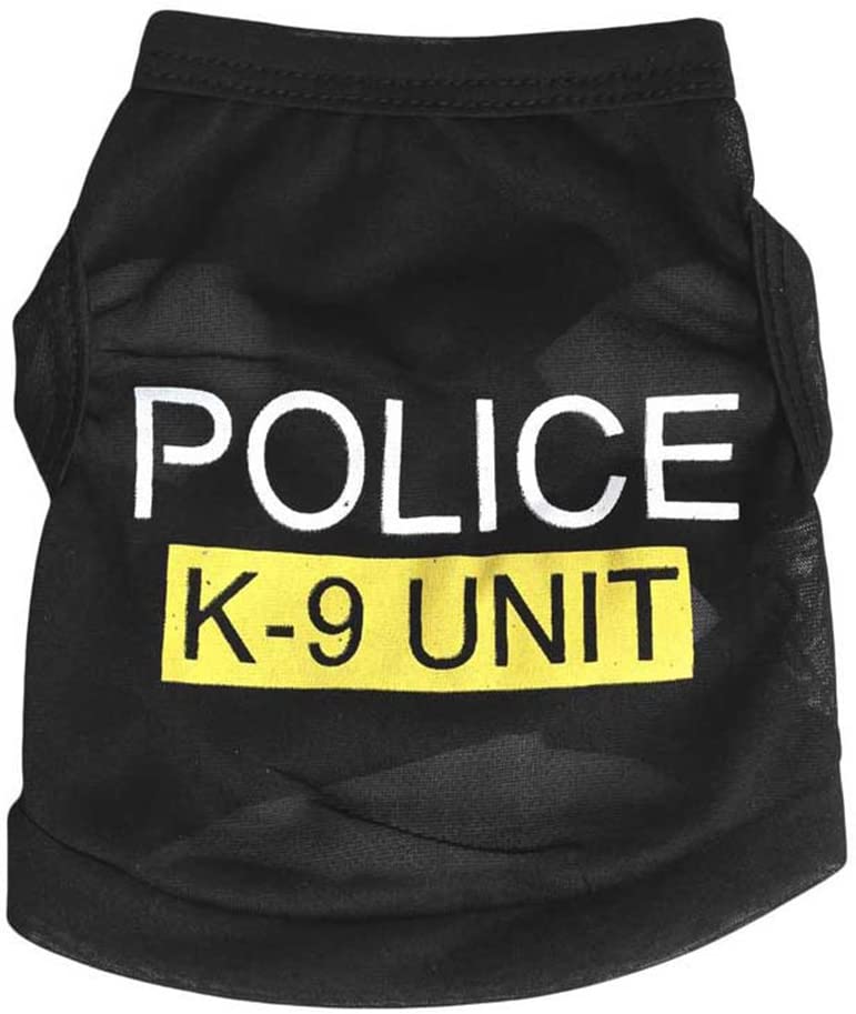  Chaleco para Mascotas Ropa,AZX,Ropa Chaqueta Con Capucha para el Verano,Ropa Perros Policía de Perrito,Color negro (L) 