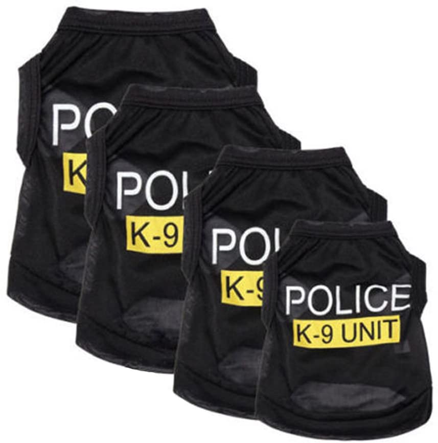  Chaleco para Mascotas Ropa,AZX,Ropa Chaqueta Con Capucha para el Verano,Ropa Perros Policía de Perrito,Color negro (L) 