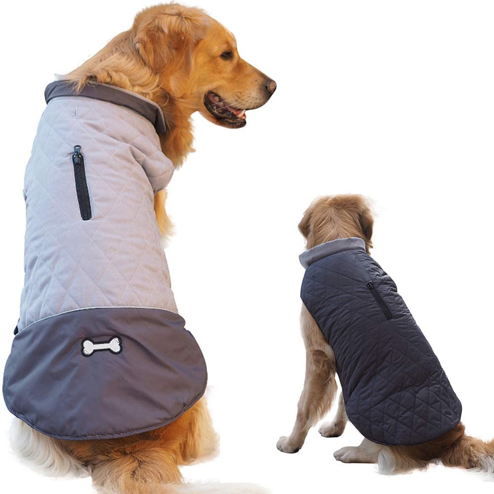  Cheng Yi Abrigo de Invierno para Perro, Chaleco cálido, Disponible en Ambos Lados, Ropa Impermeable para Mascotas pequeñas, Medianas y Grandes 