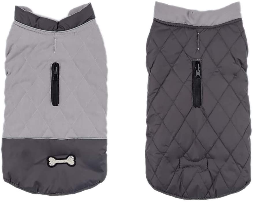  Cheng Yi Abrigo de Invierno para Perro, Chaleco cálido, Disponible en Ambos Lados, Ropa Impermeable para Mascotas pequeñas, Medianas y Grandes 