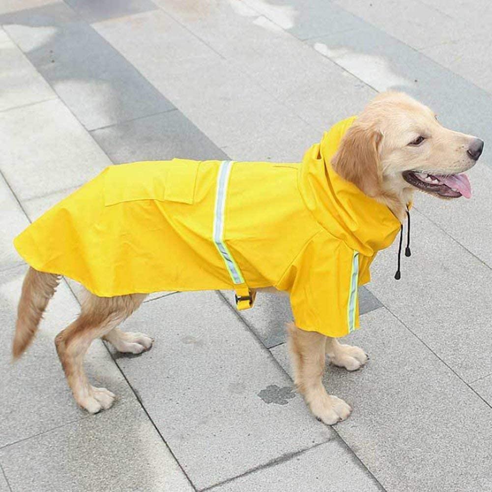  Chubasquero para perro grande ajustable a prueba de agua, ropa ligera para mascotas, poncho con tira reflectante (azul oscuro, L) 