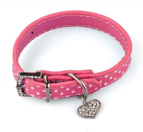  Collar Correa Cuero PU Color Rosa Ajustable para Perro Mascota XS 