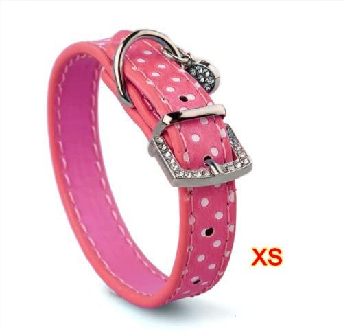  Collar Correa Cuero PU Color Rosa Ajustable para Perro Mascota XS 