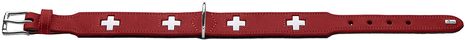  Collar de perro HUNTER Suiza, cuero, 42, rojo / negro 