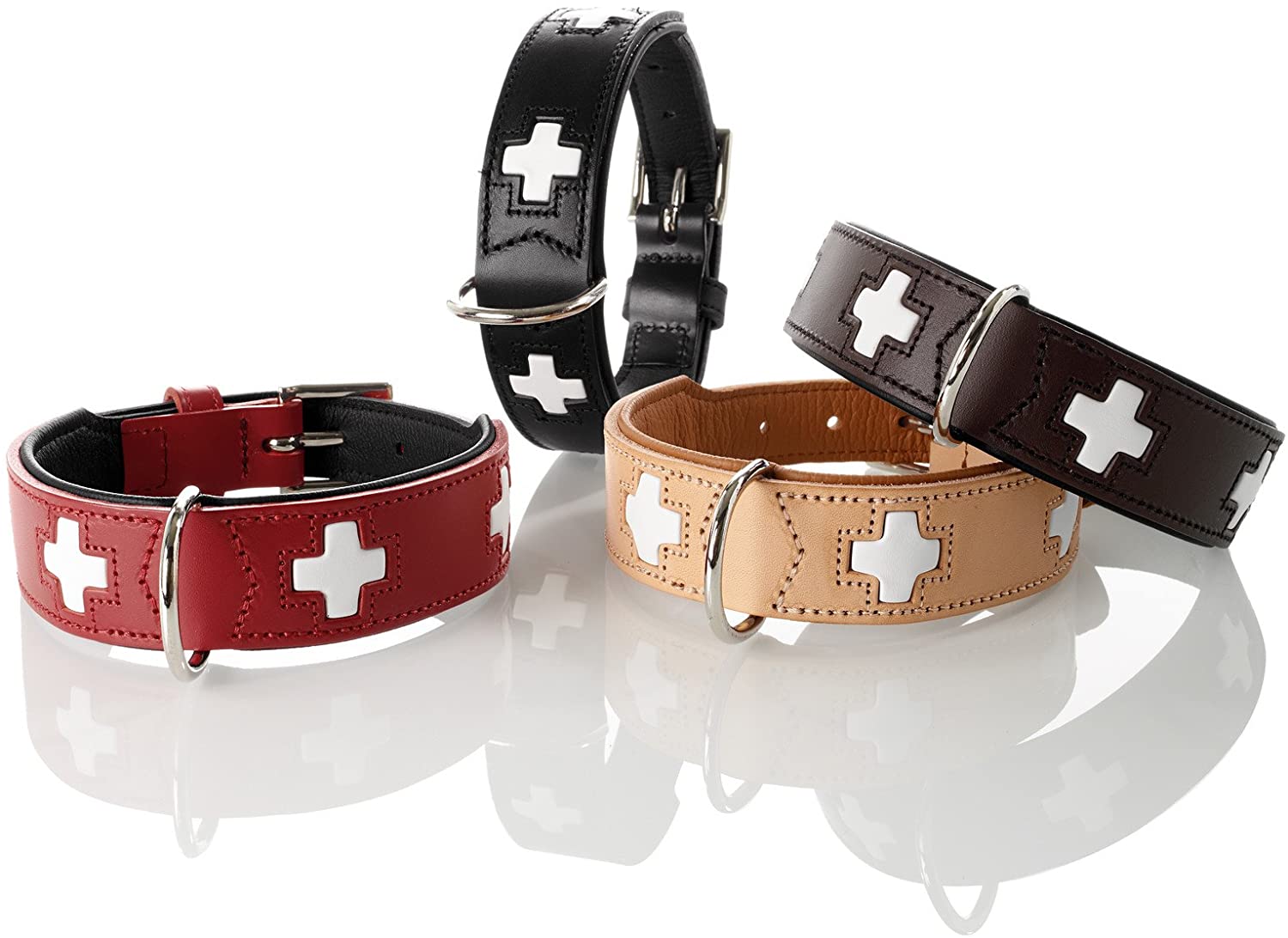  Collar de perro HUNTER Suiza, cuero, 55, rojo / negro 