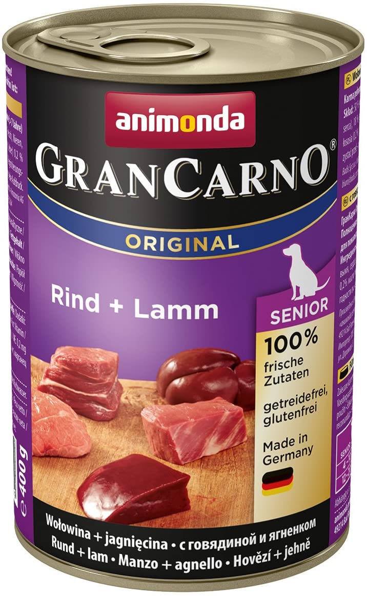  Comida para perros Animonda, para perros senior a partir de 7 años, comida húmeda, carne de vaca, pack de 6 unidades, 400 g 