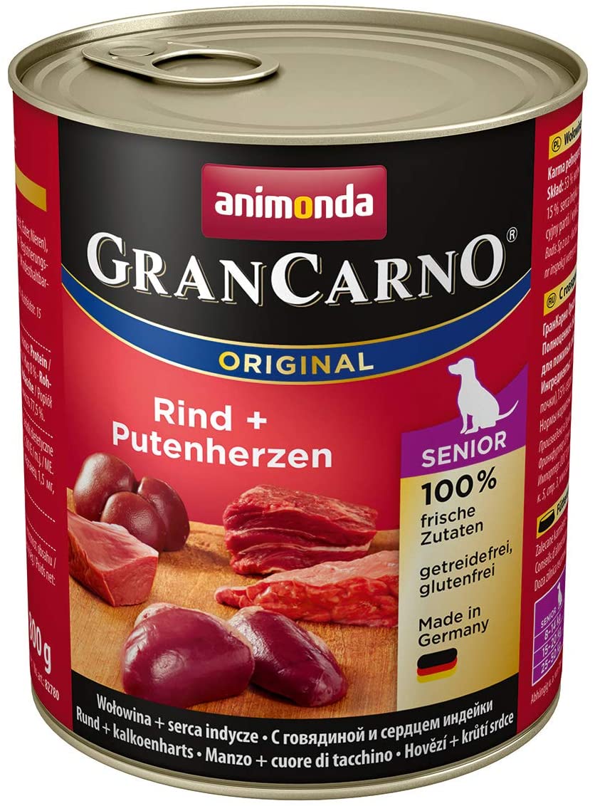  Comida para perros Animonda, para perros senior a partir de 7 años, comida húmeda, carne de vaca, pack de 6 unidades, 400 g 