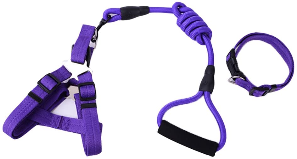  Conjunto de arnés y collar para perros, exterior ajustable y Heavy Duty Collar de perrito para perros, para entrenamiento Escalada, arnés de rescate para perros grandes / medianos / pequeños 