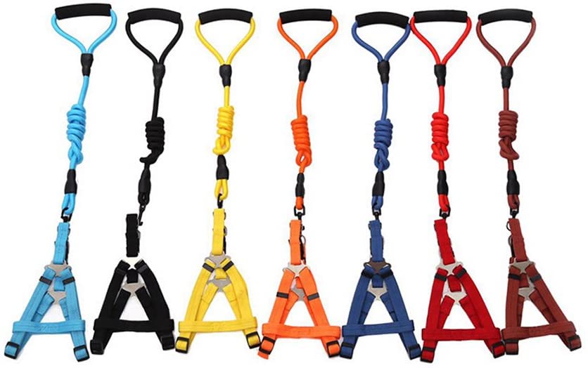  Conjunto de arnés y collar para perros, exterior ajustable y Heavy Duty Collar de perrito para perros, para entrenamiento Escalada, arnés de rescate para perros grandes / medianos / pequeños 