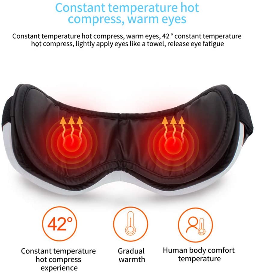  Copper Masajeador de Ojos eléctrico, masajeador de Casco eléctrico con Calor, función para Bolsas de Ojos, ojeras, Fatiga Ocular, Ojo seco, para aliviar el estrés y Dormir profundamente 