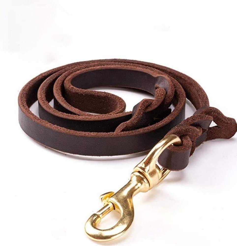  Correa Perro Correa De Cuero De Piel De Vaca Perro Correa De Mascota Duradera Hecha A Mano Para Perros Grandes Venta De Latón Plateado Tienda De Suministros Para Mascotas, Chocolate, S - 120Cm 