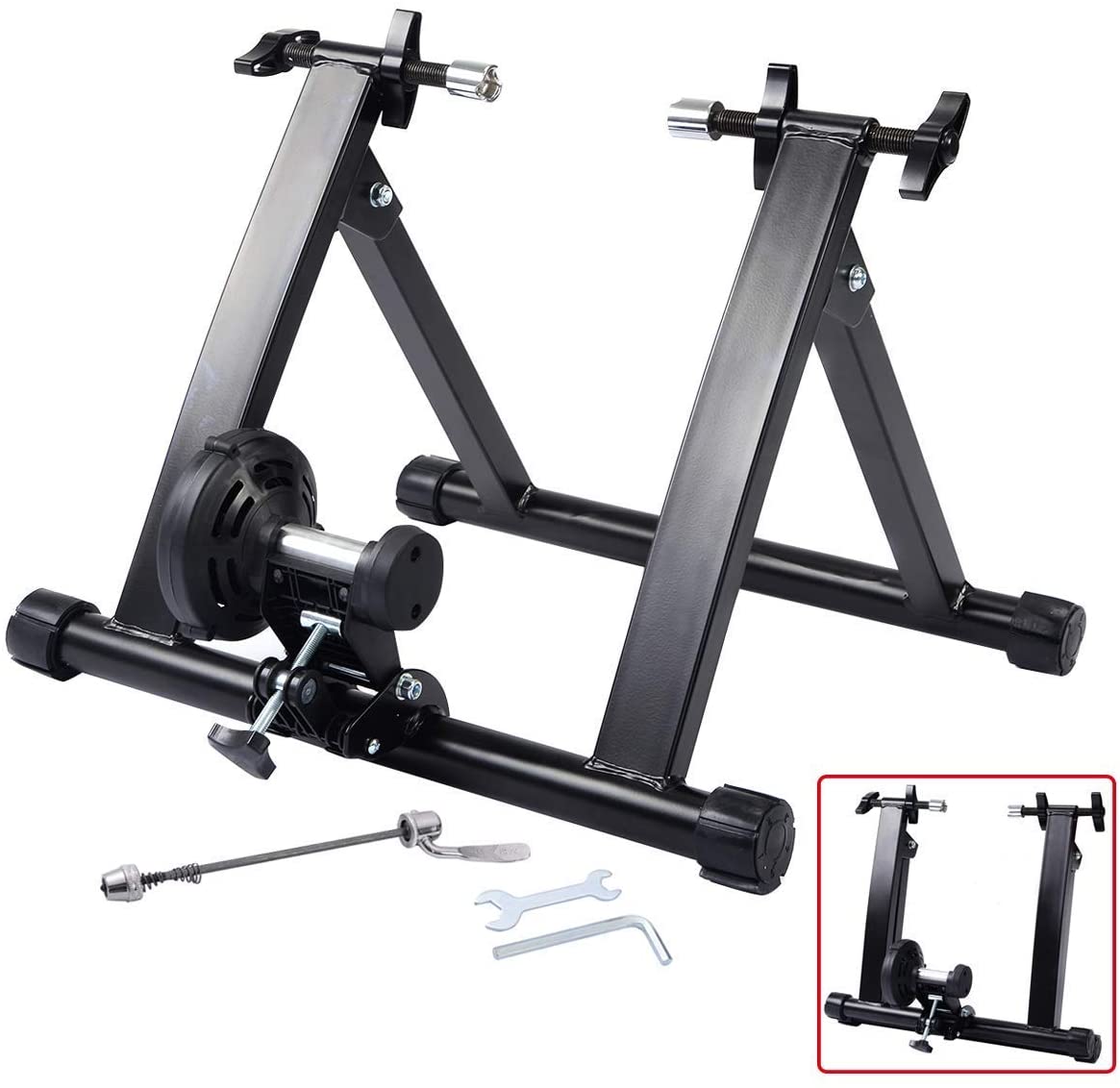  COSTWAY Bicicleta Estática Soporte Rodillo de Ciclismo Entrenamiento Plegable Carga Máxima hasta 150 kg Color Negro 