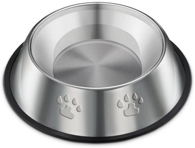  Da.Wa Plato para Perros de Acero Inoxidable con Espacio para Mascotas Antideslizante Huellas Diámetro 15.5cm 