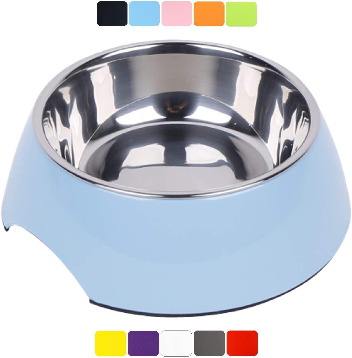  DDOXX Comedero Perro, Antideslizante Tamaños | para Perros Pequeño, Mediano y Grande | Bol Accesorios Acero INOX-Idable Melamina Gato Cachorro | Azul, 160 ml 