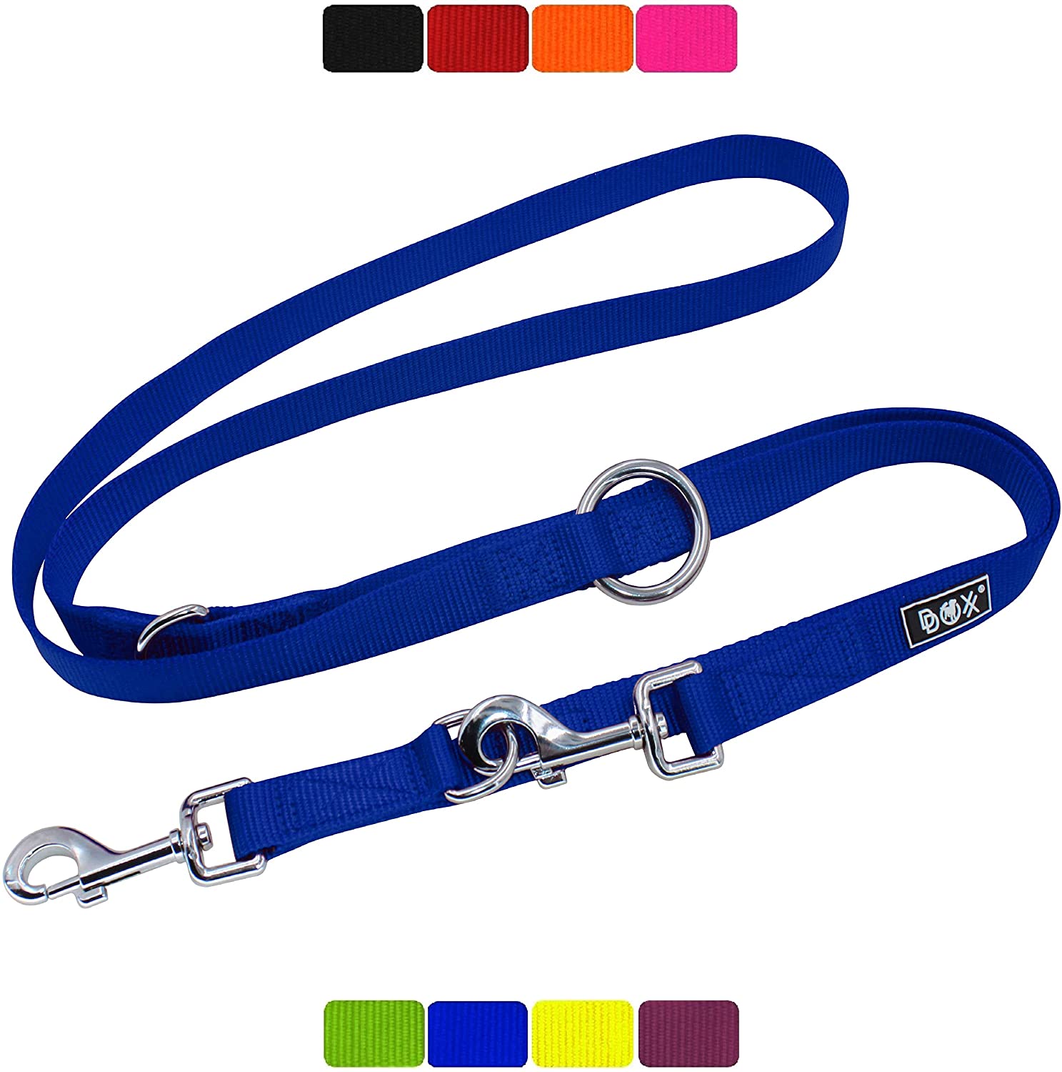  DDOXX Correa Perro Multiposición Nylon, Ajustable en 3 tamaños, 2 m | Diferentes Colores & Tamaños | para Perros Pequeño, Mediano y Grande | Correa Accesorios Doble 2 Gato Cachorro | S, Azul, 2m 