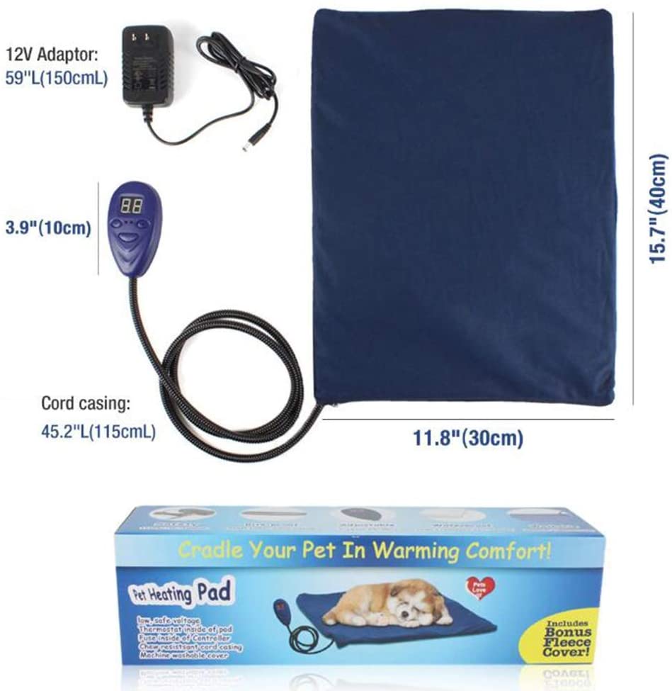  DDPP Mascota del cojín de calefacción, el regulador de 7 velocidades eléctrico Placa Térmica para Perros y Gatos Mat Calentamiento Cubierta Impermeable, Suave Acogedor para Perros Gatos,30 * 40cm 