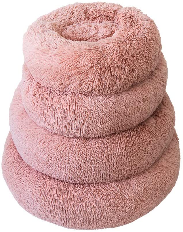  Decdeal Cama de Gato Donut Cama de Mascotas Perros Redonda Cómodo Suave Corto Nido de Donut con una Bola de Sisal para Animales Domésticos Cachorros para Dormir Descansar Invierno 