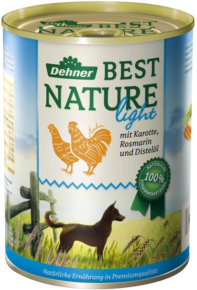  Dehner Best Nature - Comida para Perros Ligera de Pollo y Zanahoria con Aceite de Cardo 