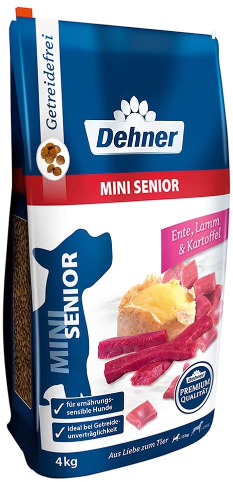  Dehner Premium Perros trockenfutter Mini Senior, Pato y Cordero con Patatas, 4 kg 