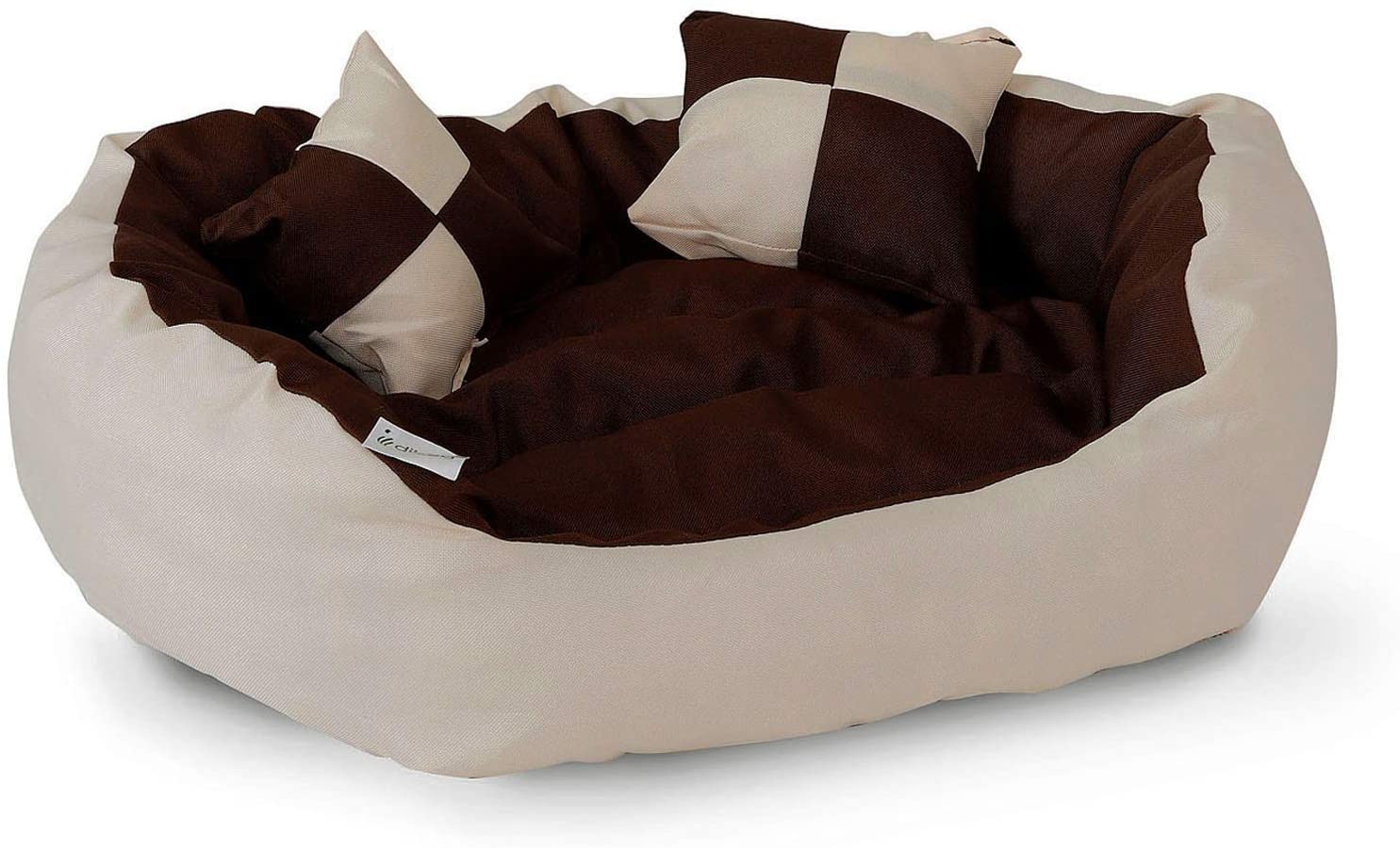  Dibea - Cama para Perros 4 en 1, cojín para Perros, Cesta para Perros con cojín Reversible, Color marrón/Beige, tamaño S 