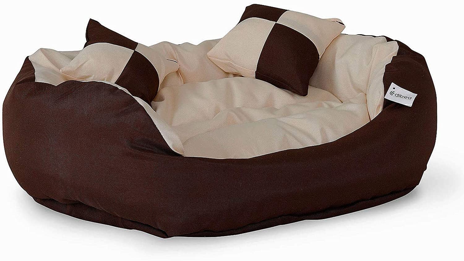  Dibea - Cama para Perros 4 en 1, cojín para Perros, Cesta para Perros con cojín Reversible, Color marrón/Beige, tamaño S 