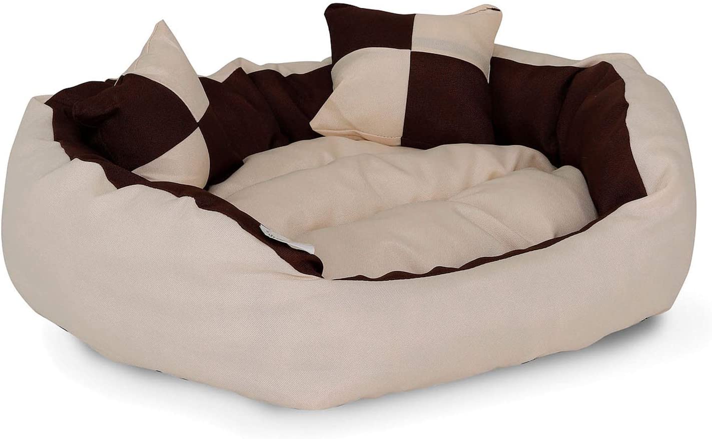  Dibea - Cama para Perros 4 en 1, cojín para Perros, Cesta para Perros con cojín Reversible, Color marrón/Beige, tamaño S 