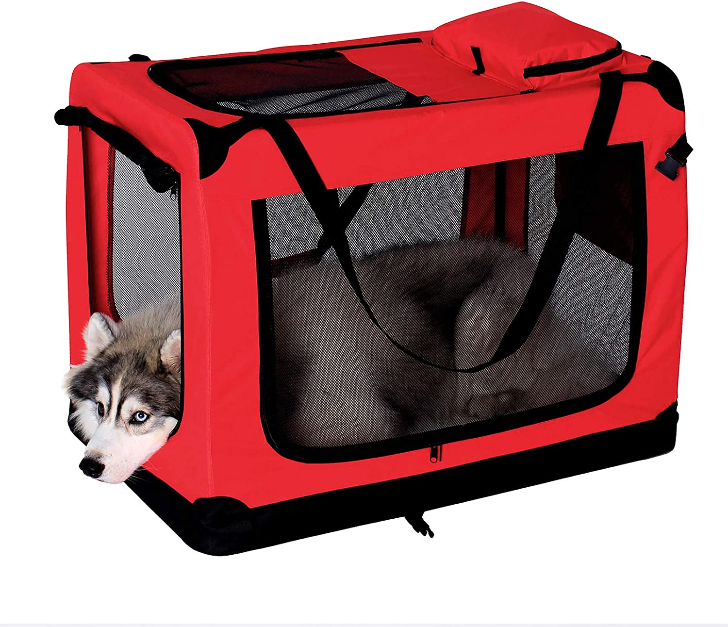  dibea TB10054 Bolsa de Transporte para Perros y Gatos, Rojo, (XXL) 90x61x65 cm 