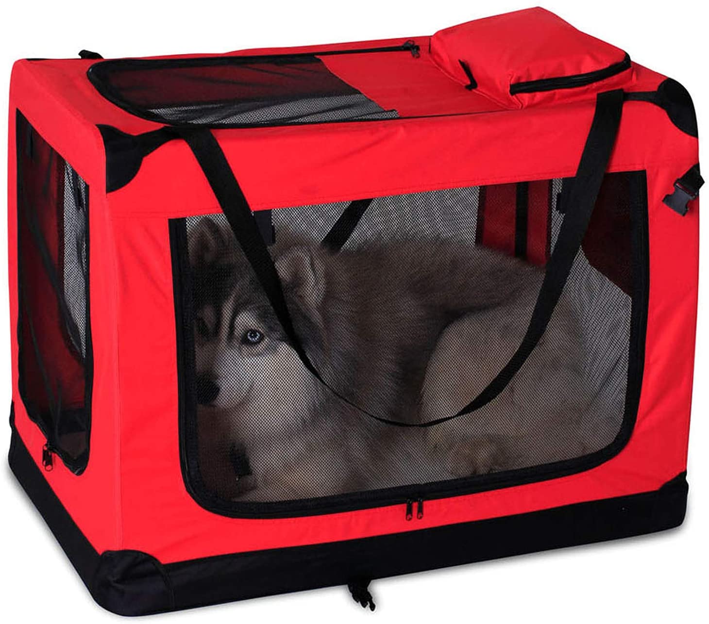  dibea TB10054 Bolsa de Transporte para Perros y Gatos, Rojo, (XXL) 90x61x65 cm 