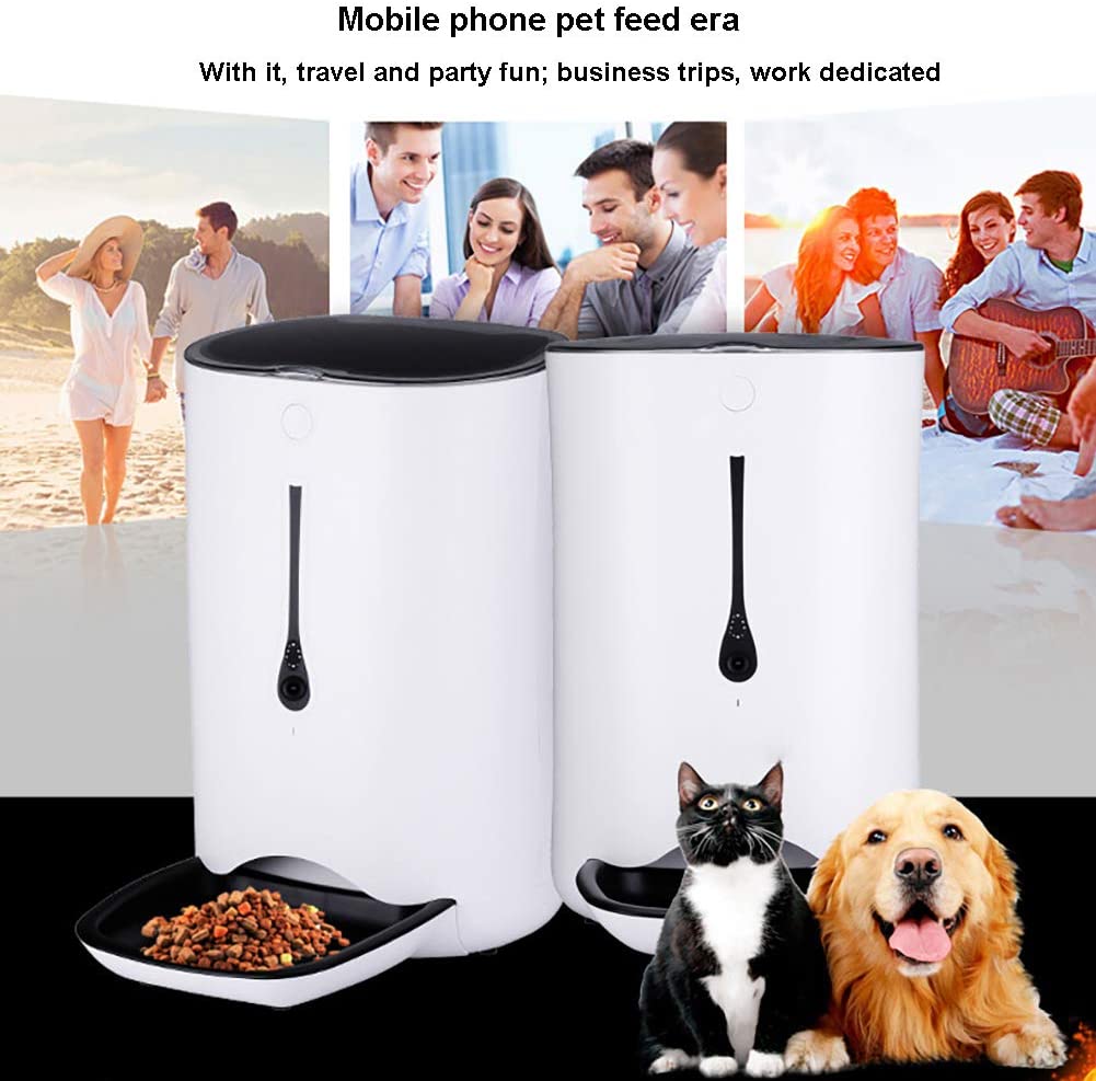  Dispensador Automático De Alimentos para Mascotas para Gatos Y Perros, con Temporizador Programable, Cámara HD para Grabación De Voz Y Video, Aplicación Habilitada para Wi-Fi para iPhone Y Android 