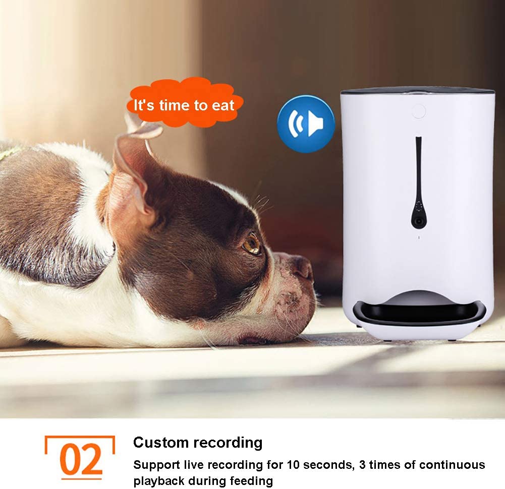  Dispensador Automático De Alimentos para Mascotas para Gatos Y Perros, con Temporizador Programable, Cámara HD para Grabación De Voz Y Video, Aplicación Habilitada para Wi-Fi para iPhone Y Android 