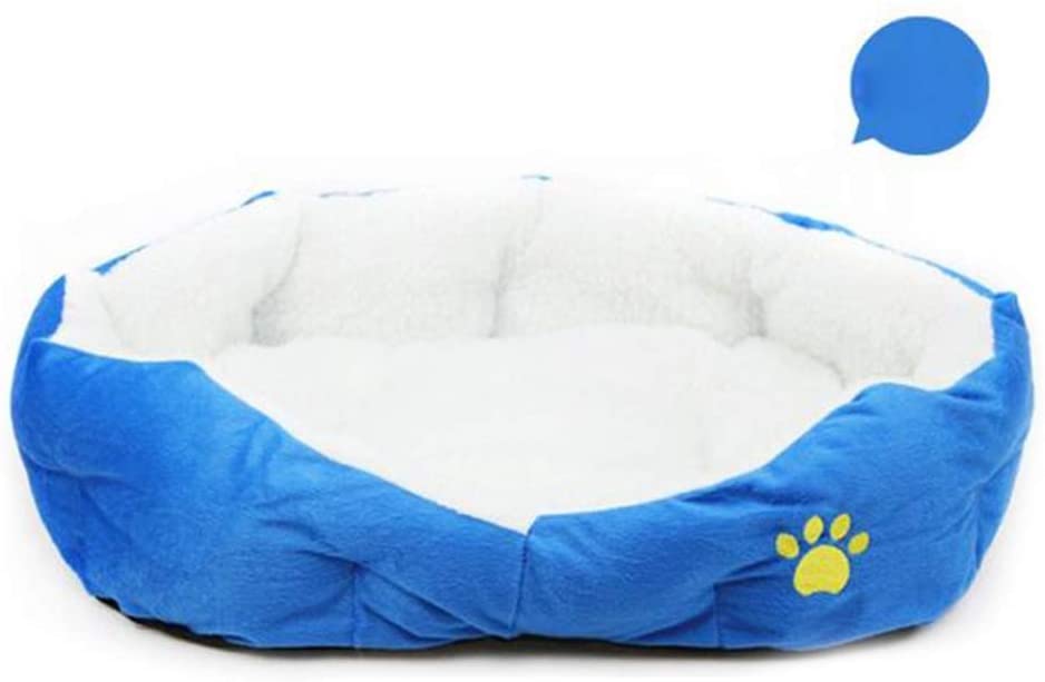  Doitsa 1Pcs Cama para Mascotas para Perro Gato Lindo Suave Cama de Perro de Forma Redonda Casa de Mascota (Azul, S) 