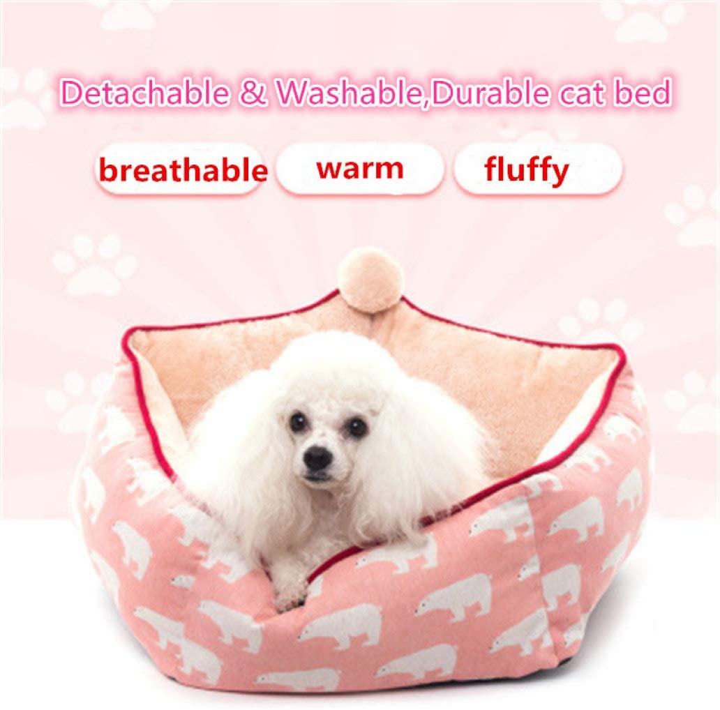  Donad Cama para Perros de sueño Profundo Desmontable Lavable Grueso Lindo Forma de Oreja de Gato Cálido Base Antideslizante Puppy Training Pad Mat Manta 