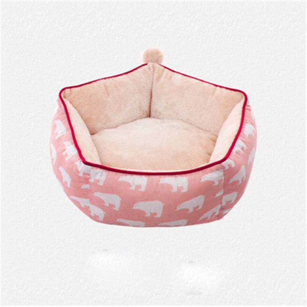  Donad Cama para Perros de sueño Profundo Desmontable Lavable Grueso Lindo Forma de Oreja de Gato Cálido Base Antideslizante Puppy Training Pad Mat Manta 