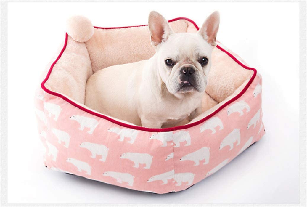  Donad Cama para Perros de sueño Profundo Desmontable Lavable Grueso Lindo Forma de Oreja de Gato Cálido Base Antideslizante Puppy Training Pad Mat Manta 