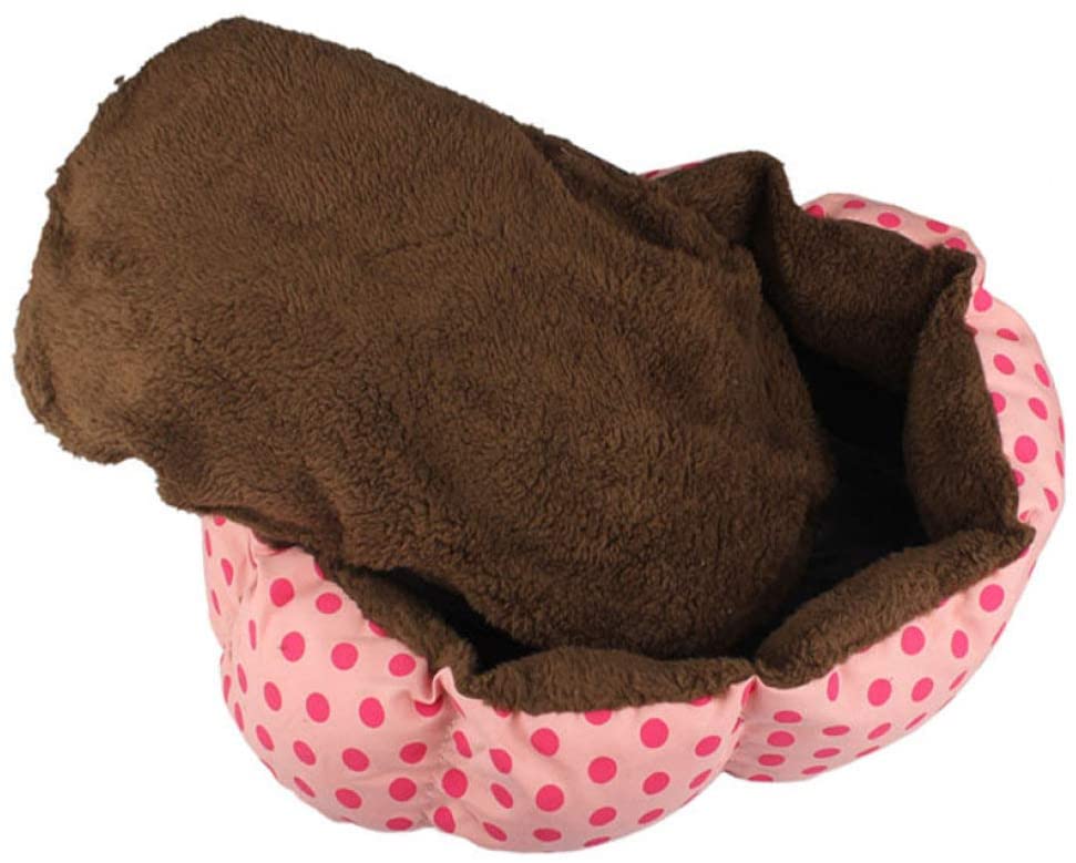  Donad Cama Redonda para Perros Fleece Interior con Estampado de Puntos Invierno cálido Suave para Perros pequeños y medianos Mascotas Perros Gato Estera Cojín Canasta Sofá 