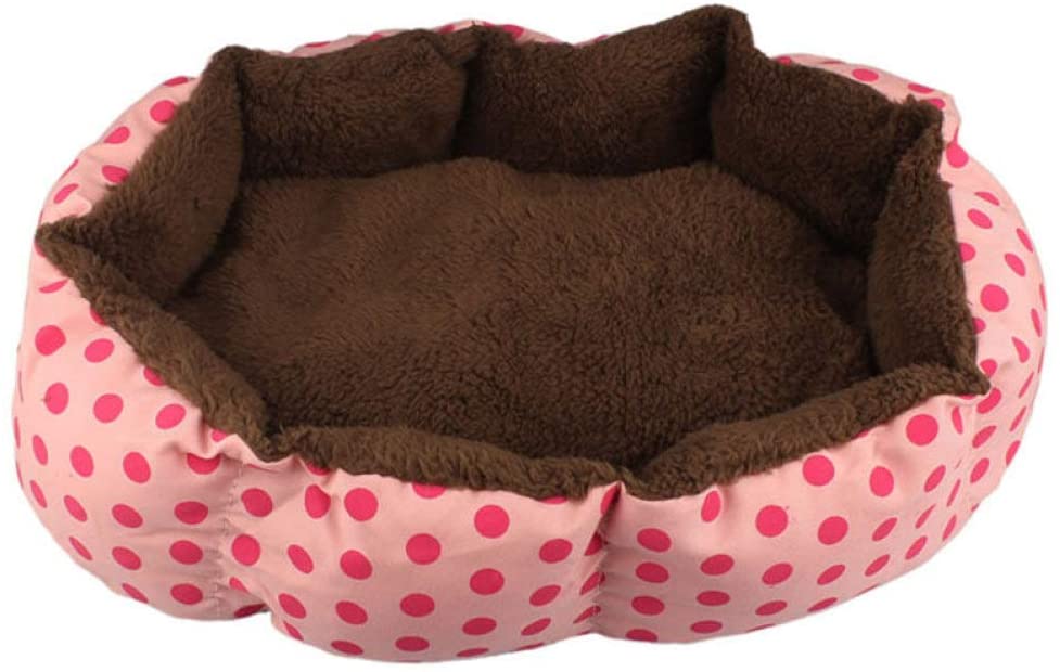  Donad Cama Redonda para Perros Fleece Interior con Estampado de Puntos Invierno cálido Suave para Perros pequeños y medianos Mascotas Perros Gato Estera Cojín Canasta Sofá 