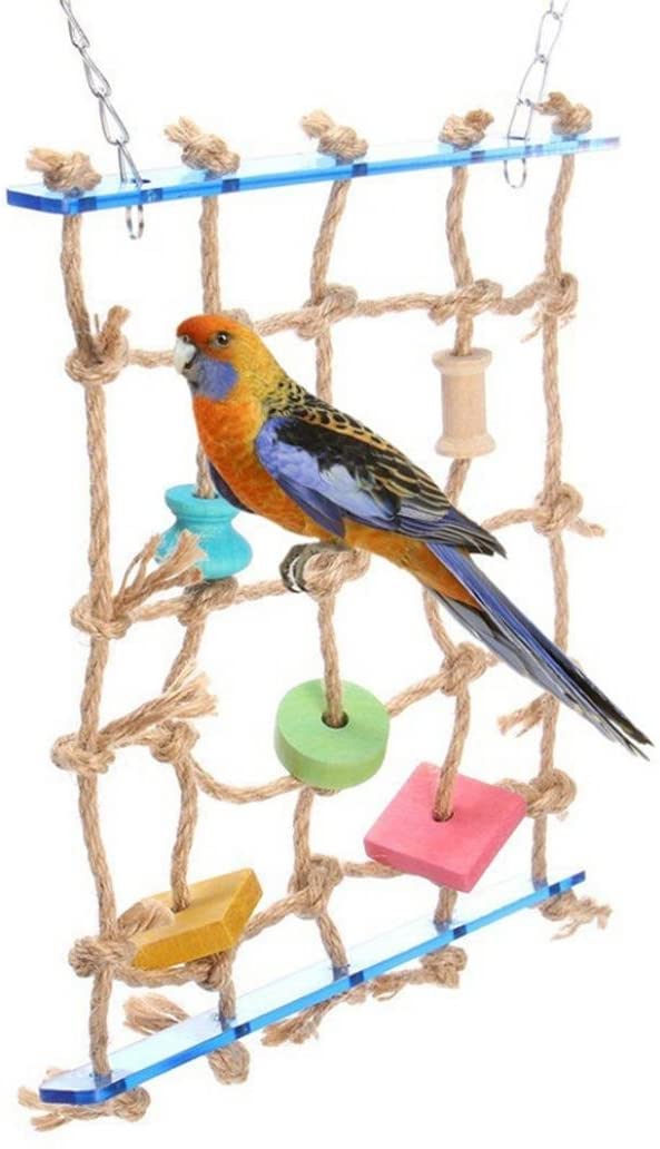  dontdo Colorido Block Cuerda Red Colgante Mascota Juguete Parrot Pájaro Escalada Swing Puente Decoración Brain Juego Herramienta de Entrenamiento 