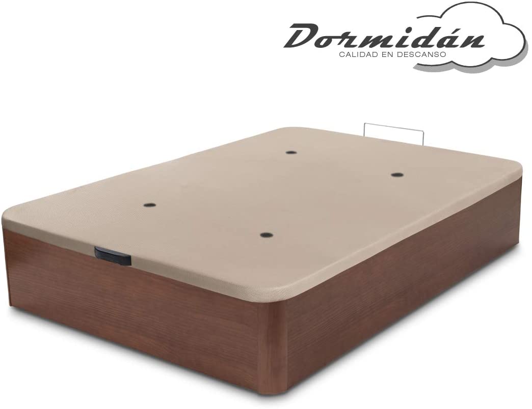  Dormidán - Canapé abatible de Gran Capacidad con Esquinas Redondeadas en Madera, Base tapizada 3D Transpirable + 4 válvulas aireación 135x190cm Color Blanco 