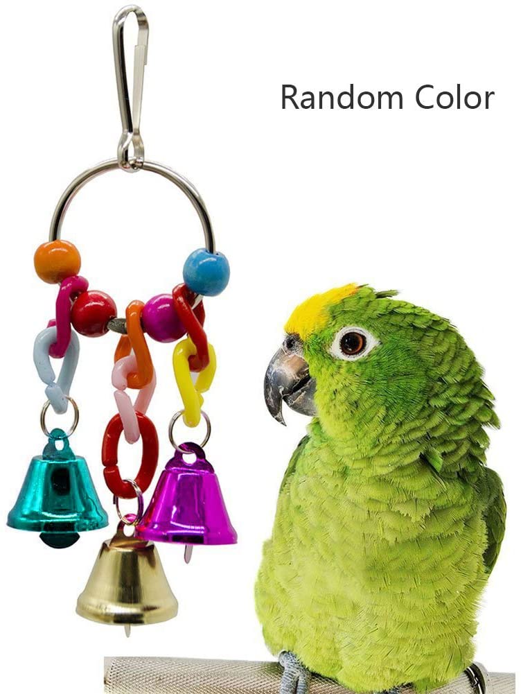  Dsaren Juguetes para Pájaros Colorful Columpio para Loros Accesorios Jaula Pajaros Bite Toy con Campanas para Periquitos, Cockatiels, Africana Greys Loros, Paquete de 3 (Colores aleatorios) 