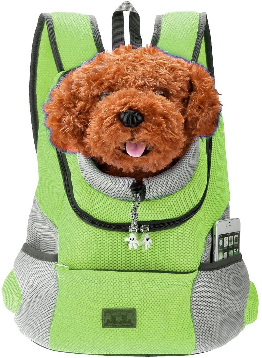  Ducomi® Pets Courmayeur - Mochila para el Transporte de Perros y Cachorros en Tejido Elástico y Transpirable de Malla (L, Verde) 