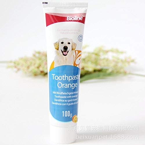  DULING Mascota Pasta de Dientes de Perro,el Cuidado bucal,Productos para Mascotas Quitar el sarro Mal Aliento de Menta,Crema Dental del Perro Individual - Aroma de Naranja 