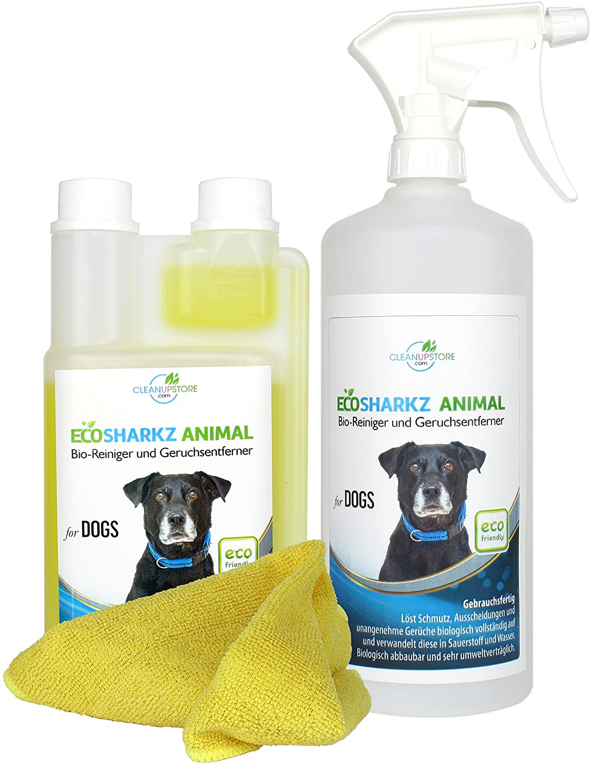  Ecosharkz neutralizador de olores en Spray para Perros - eliminador Natural de olores - Concentrado de Alto Rendimiento para Eliminar el Olor a orina (Rendimiento 25 litros listos para Usar) 