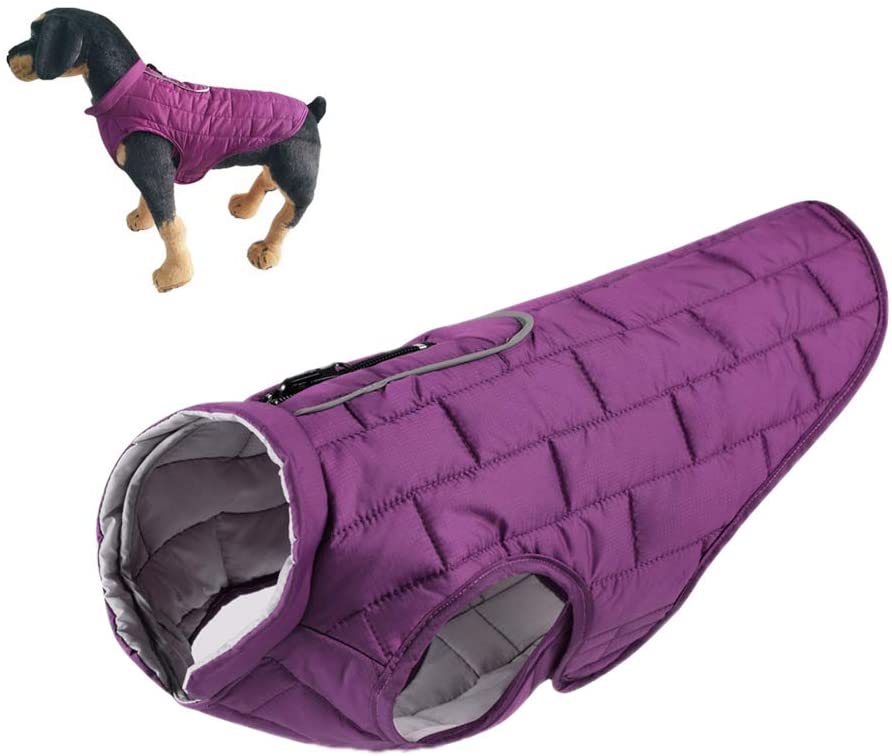  EisEyen Resistente al Agua Perros Chaqueta Doble Cara Calientes hundeman TELM de XXL, Morado, Medium 