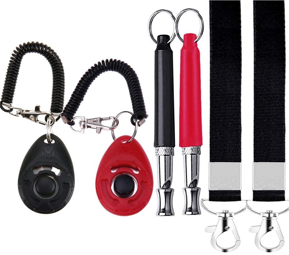  Electrely Silbato Perros y Clicker Conjunto con Acollador Ultrasonidos - Silbato para Entrenamiento Perros 